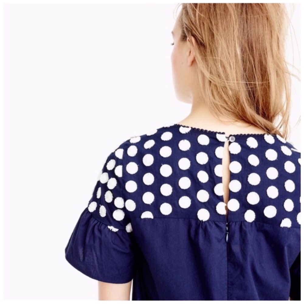 J. Crew Navy Bell Sleeve Dress With Fringe Dot size 0 - Picture 3 of 10